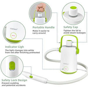 1000W Multifunction Portable Hand-held Steam Cleaner with 10 Accessories-Green view 6