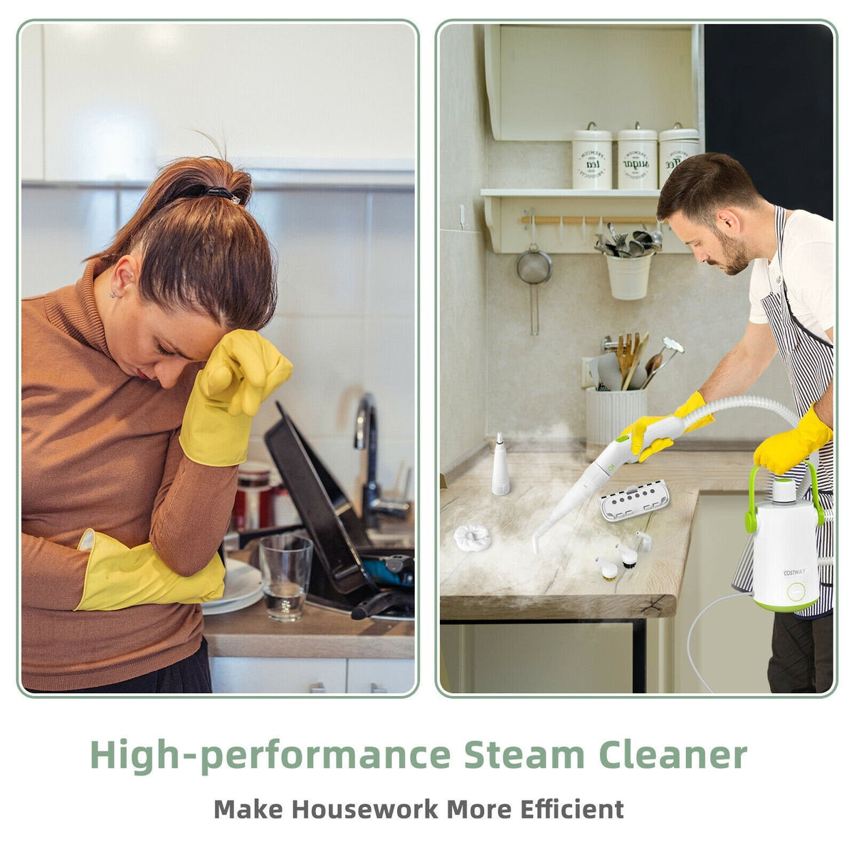 1000W Multifunction Portable Hand-held Steam Cleaner with 10 Accessories-Green view 9