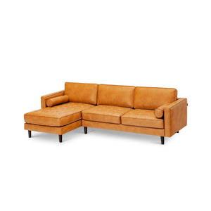 3-Seat L-Shaped Sectional Sofa Couch for Living Room-Brown view 4