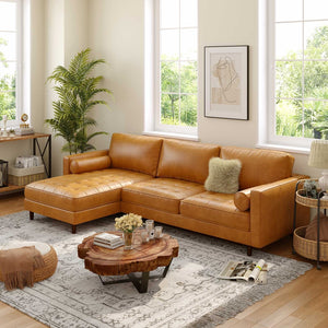 3-Seat L-Shaped Sectional Sofa Couch for Living Room-Brown view 6