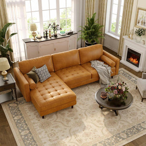 3-Seat L-Shaped Sectional Sofa Couch for Living Room-Brown view 7