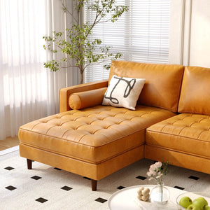 3-Seat L-Shaped Sectional Sofa Couch for Living Room-Brown view 8