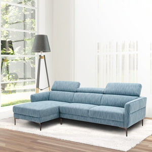 105 Inch L-Shaped Sofa Couch with 3 Adjustable Headrests-Blue view 3