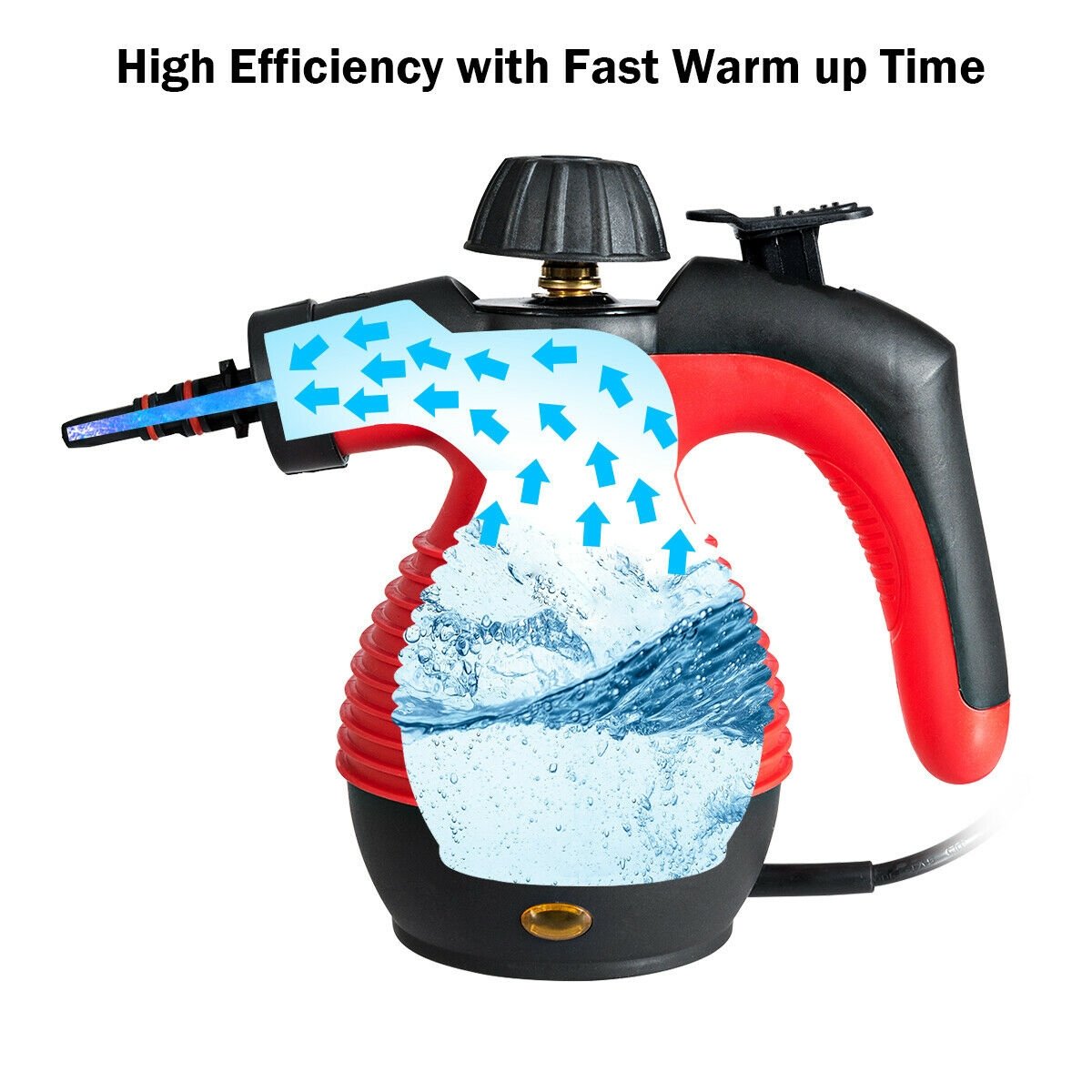 1050W Multi-Purpose Handheld Pressurized Steam Cleaner-Red view 4