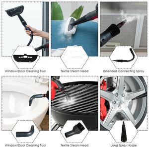 1050W Multi-Purpose Handheld Pressurized Steam Cleaner-Red view 6