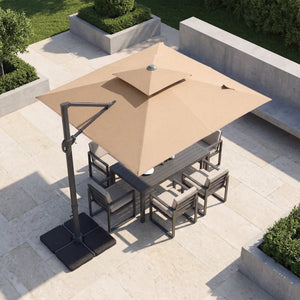 10 FT Aluminum Pole Patio Cantilever Umbrella with 220 LBS Base-Brown view 2