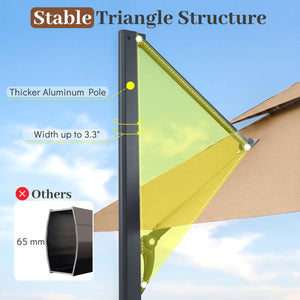 10 FT Aluminum Pole Patio Cantilever Umbrella with 220 LBS Base-Brown view 6