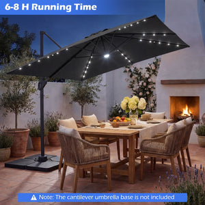 10 FT Cantilever Patio Umbrella with Solar LED Lights for Pool and Garden-Gray view 6