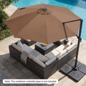10 FT Cantilever Patio Umbrella with Solar LED Lights 360° Rotation-Brown view 2