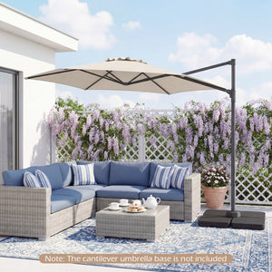 10 FT Patio Cantilever Umbrella with 360° Rotation and Air Vent for Backyard and Poolside-Beige view 2