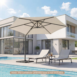 10 FT Patio Cantilever Umbrella with 360° Rotation and Air Vent for Backyard and Poolside-Beige view 6