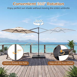 10 FT Patio Cantilever Umbrella with 360° Rotation and Air Vent for Backyard and Poolside-Beige view 9