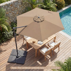 10 FT Patio Cantilever Umbrella with 360° Rotation and Air Vent for Backyard and Poolside-Tan view 3