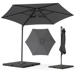 10 FT Patio Cantilever Umbrella with 360° Rotation and Air Vent for Backyard and Poolside-Gray view 4