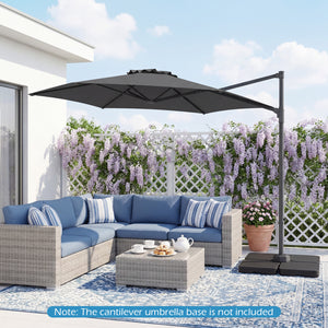 10 FT Patio Cantilever Umbrella with 360° Rotation and Air Vent for Backyard and Poolside-Gray view 2