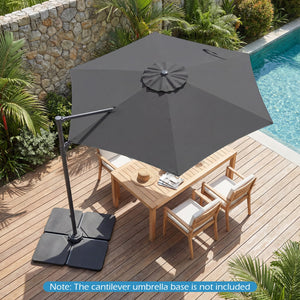 10 FT Patio Cantilever Umbrella with 360° Rotation and Air Vent for Backyard and Poolside-Gray view 3