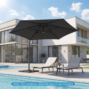 10 FT Patio Cantilever Umbrella with 360° Rotation and Air Vent for Backyard and Poolside-Gray view 6