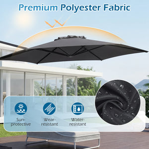 10 FT Patio Cantilever Umbrella with 360° Rotation and Air Vent for Backyard and Poolside-Gray view 7