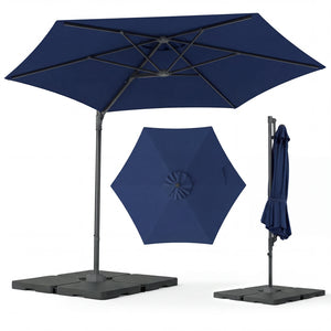 10 FT Patio Cantilever Umbrella with 360° Rotation and Air Vent for Backyard and Poolside-Blue view 4