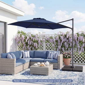 10 FT Patio Cantilever Umbrella with 360° Rotation and Air Vent for Backyard and Poolside-Blue view 2