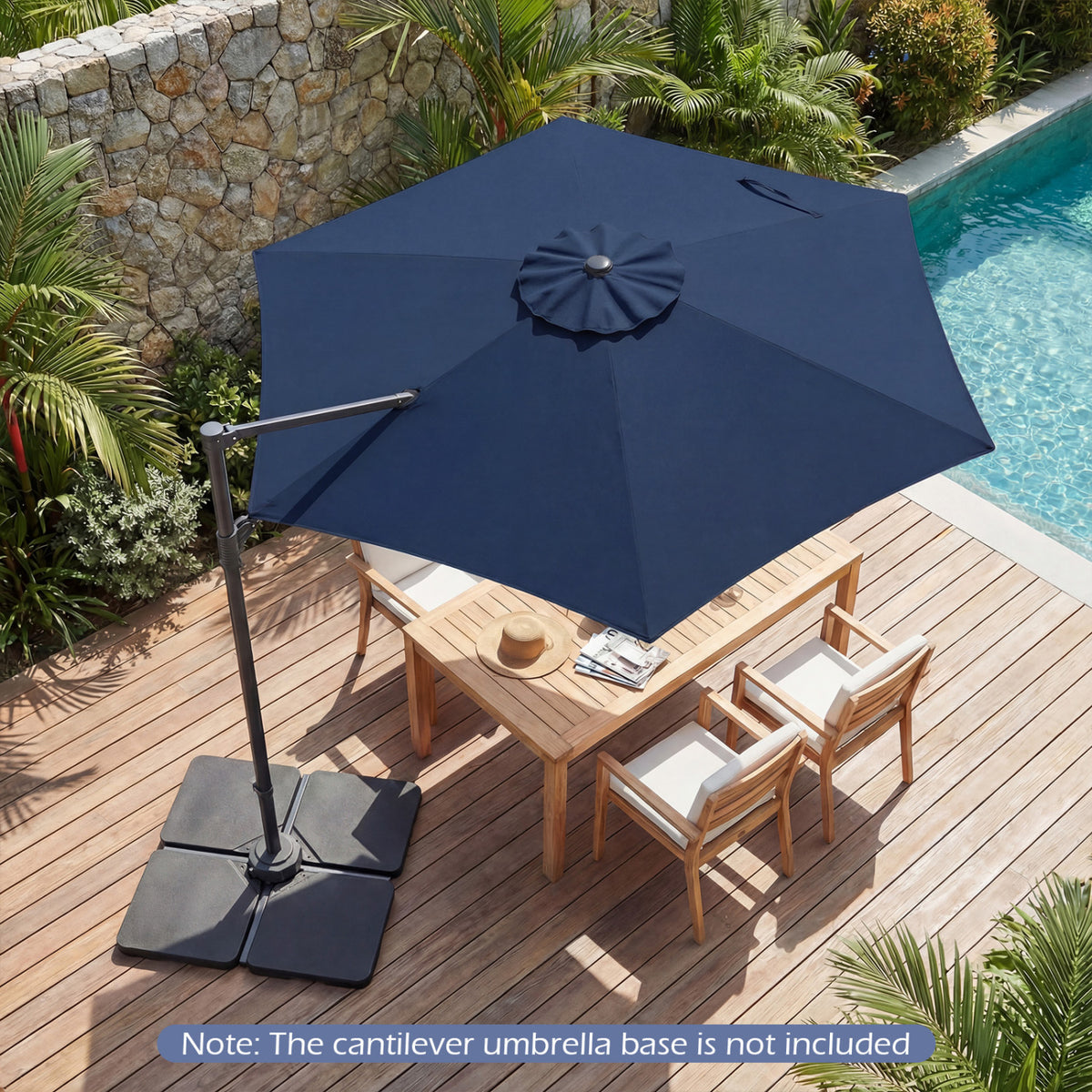 10 FT Patio Cantilever Umbrella with 360° Rotation and Air Vent for Backyard and Poolside-Blue view 3