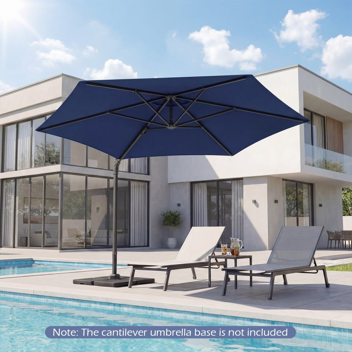 10 FT Patio Cantilever Umbrella with 360° Rotation and Air Vent for Backyard and Poolside-Blue view 6