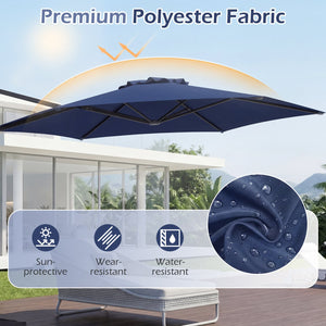 10 FT Patio Cantilever Umbrella with 360° Rotation and Air Vent for Backyard and Poolside-Blue view 7