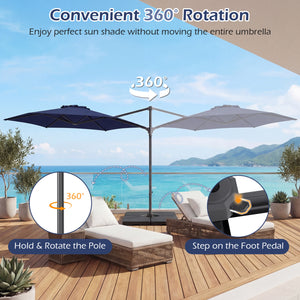 10 FT Patio Cantilever Umbrella with 360° Rotation and Air Vent for Backyard and Poolside-Blue view 9