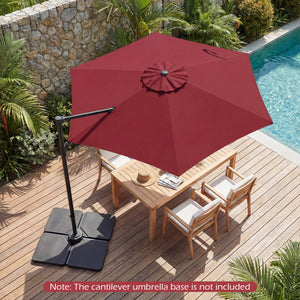 10 FT Patio Cantilever Umbrella with 360° Rotation and Air Vent for Backyard and Poolside-Wine view 3