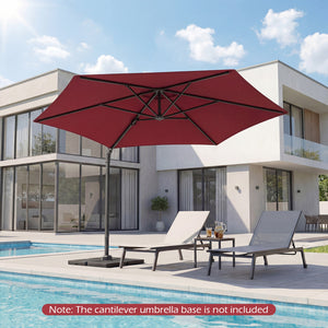10 FT Patio Cantilever Umbrella with 360° Rotation and Air Vent for Backyard and Poolside-Wine view 6