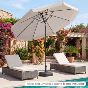 10 FT Scalloped Patio Umbrella with Push Button Tilt and 8 Fiberglass Ribs-Beige view 2