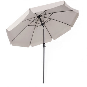 10 FT Scalloped Patio Umbrella with Push Button Tilt and 8 Fiberglass Ribs-Beige view 4