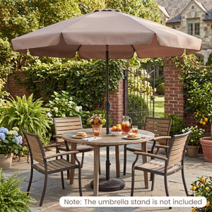 10 FT Scalloped Patio Umbrella with Push Button Tilt and 8 Fiberglass Ribs-Brown view 3