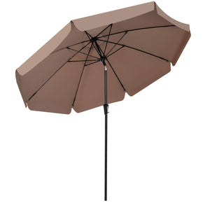 10 FT Scalloped Patio Umbrella with Push Button Tilt and 8 Fiberglass Ribs-Brown view 4