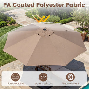 10 FT Scalloped Patio Umbrella with Push Button Tilt and 8 Fiberglass Ribs-Brown view 8