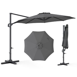 10 Feet Patio Cantilever Umbrella with Easy Tilt Adjustment-Gray view 4