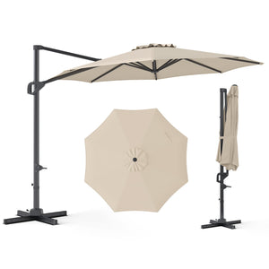 10 Feet Patio Cantilever Umbrella with Easy Tilt Adjustment-Beige view 4