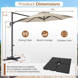 10 Feet Patio Cantilever Umbrella with Easy Tilt Adjustment-Beige view 5