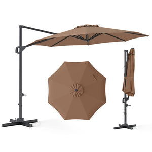 10 Feet Patio Cantilever Umbrella with Easy Tilt Adjustment-Brown view 4