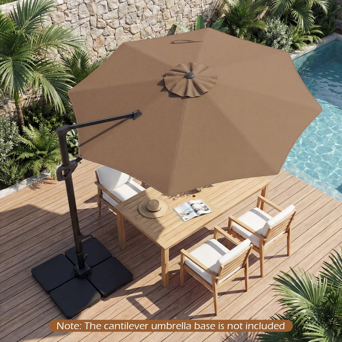 10 Feet Patio Cantilever Umbrella with Easy Tilt Adjustment-Brown view 2