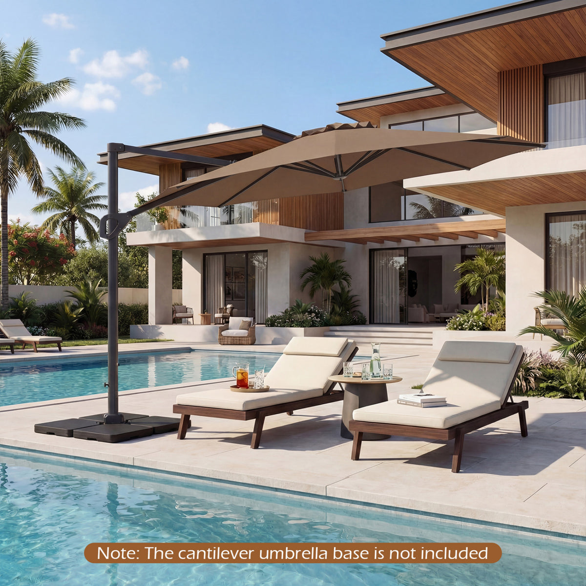 10 Feet Patio Cantilever Umbrella with Easy Tilt Adjustment-Brown view 6