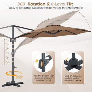 10 Feet Patio Cantilever Umbrella with Easy Tilt Adjustment-Brown view 9