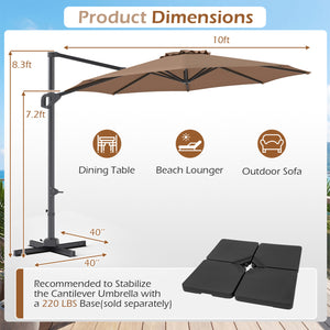 10 Feet Patio Cantilever Umbrella with Easy Tilt Adjustment-Brown view 5