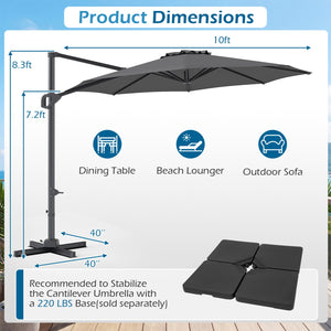 10 Feet Patio Cantilever Umbrella with Easy Tilt Adjustment-Gray view 5