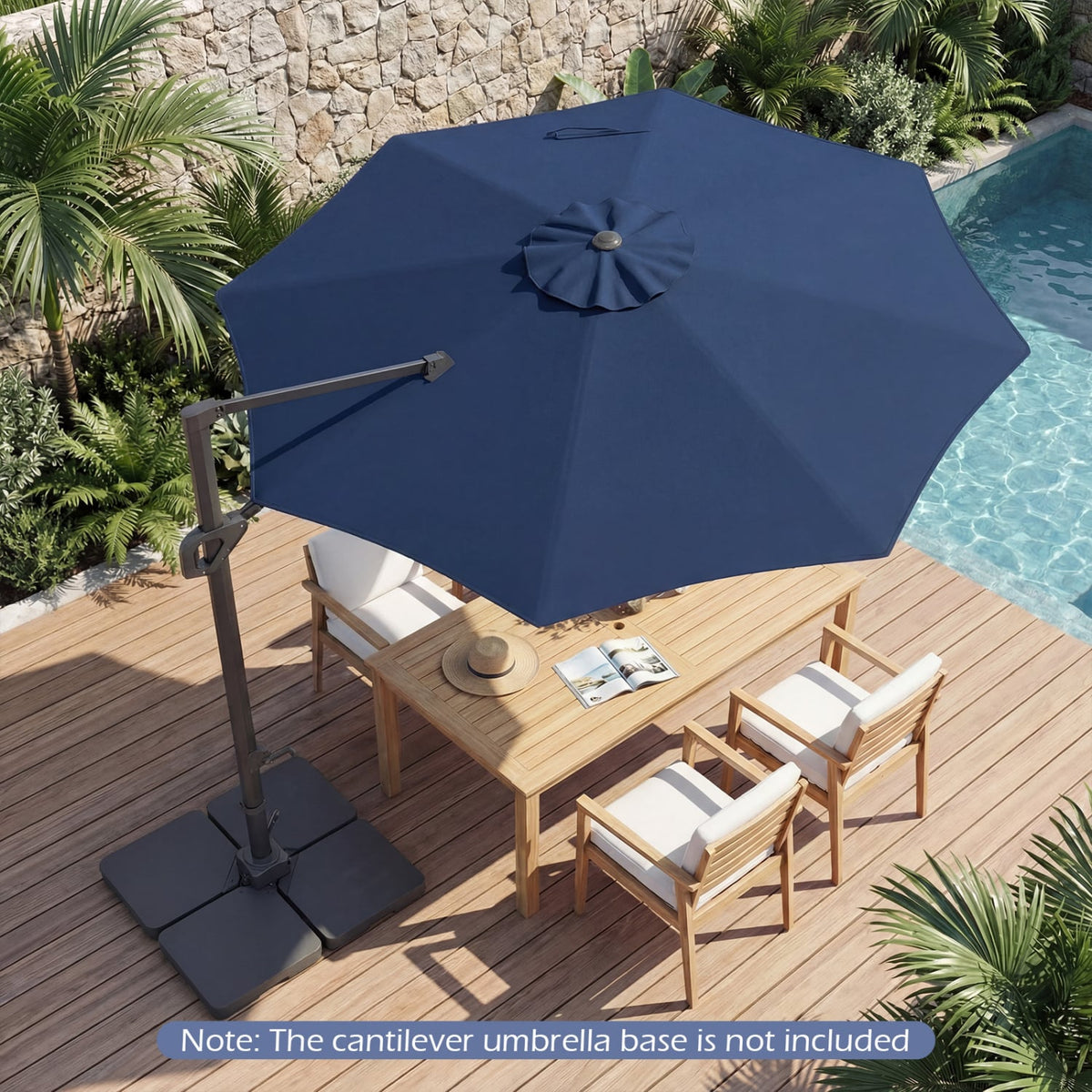 10 Feet Patio Cantilever Umbrella with Easy Tilt Adjustment-Navy view 3