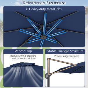 10 Feet Patio Cantilever Umbrella with Easy Tilt Adjustment-Navy view 8