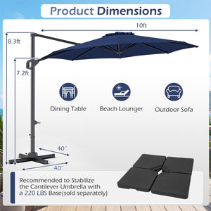 10 Feet Patio Cantilever Umbrella with Easy Tilt Adjustment-Navy view 5
