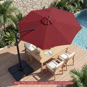 10 Feet Patio Cantilever Umbrella with Easy Tilt Adjustment-Wine view 3
