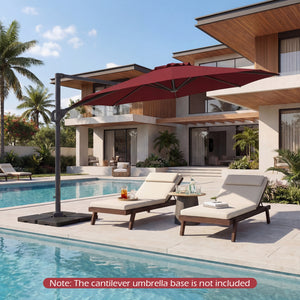 10 Feet Patio Cantilever Umbrella with Easy Tilt Adjustment-Wine view 6