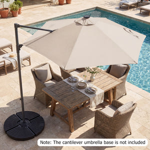 10 Feet Patio Cantilever Umbrella with Solar LED Lights-Beige view 3